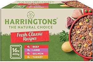 Harringtons Complete Wet Tray Grain Free Hypoallergenic Adult Dog Food Classics Bumper Pack 16x400g - Turkey, Lamb, Beef & Salmon - Made with All Natural Ingredients (Packaging may vary)