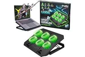MIRU Base Raffreddamento PC Portatile, 2800 RPM. Supporto PC Portatile Con Ventole, 5 Altezze Regolabili, Per Laptop 12-17.3 Pollici, 2 porte USB. Laptop Cooler. (6 Ventilatori Verde)