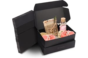 Kurtzy 10Stk Karton Geschenkbox Schwarz – Schachtel mit Deckel 19 x 11 x 4,5 cm Geschenkbox Pappe – Kraftpapier Geschenk Box Rechteckig zum Aufbauen als Geschenk Karton, Hochzeit, Party, Weihnachten