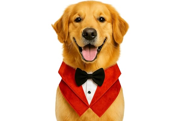 Buraq Polyester Dog Tuxedo, W Bandana Pattern Bow tie Wedding & Party Suit, Formal Dog Clothes for Small, Medium & Large Breeds Golden Retriever, Labrador, Shih Tzu, Pug Dog Wedding Outfit