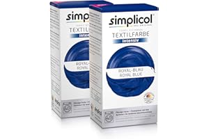 Simplicol Textilfarbe intensiv (18 Farben), Royal-Blau 1809 2er Pack, Dunkelblau: Einfaches Färben in der Waschmaschine, All-in-1 Komplettpackung