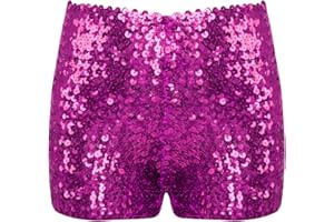 Runhomal Kinder Pailletten Glitzer Shorts Tanzshorts Glänzende Hotpants Kurze Hose Jogginghose Jungen Mädchen Sport Yoga Shorts Tanz Kostüm Clubwear