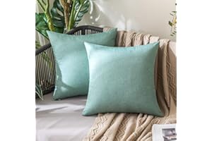 MIULEE 2 Pezzi all'Aperto Copricuscini Impermeabile Federe per Cuscino Decorativi Moderni in Poliestere Cuscini in Lino per Divano Sedie Picnic Camera da Letto 50x50 cm Blu Verde