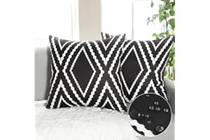 Dremisland Wodoodporne poszewki na poduszki na zewnątrz, zestaw 2 czarno-białych geometrycznych poszewek na poduszki, boho, wiejski, aztecki, dekoracyjne poduszki ogrodowe, na łóżko, patio, kanapę