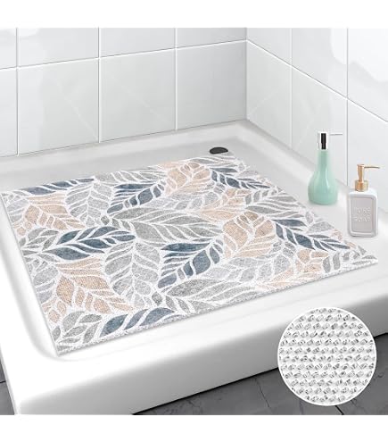 Tappetino Doccia Antiscivolo Kleine Wolke Rosemarie Bordeaux: 55x55 Cm In PVC Con Ventose, Motivo Floreale, Lavabile A 40°C
