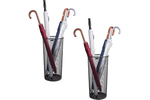 Mind Reader paraplystativ, promenadkäpp, omslagspapper, entré metallnät, 26 cm B x 49,5 cm H, set med 2