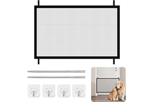XYVOR Cancello Magico per Cani e Gatti 110 X 72 cm, Magic Gate per Cani Pieghevole Portatile,Cancelletto Estensibile Senza Forature,Design a Rete Garantisce la Circolazione Dell'Aria e La Trasparenza Visiva