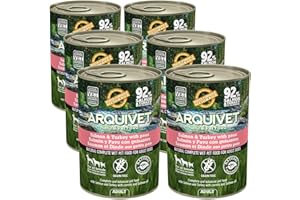 ARQUIVET Pack 6 unités - Adult - Saumon et Dinde aux petits pois et huile de Saumon - 400 g