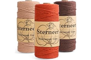 Sterneer Hilo de macramé de 3 mm x 300 m, 3 hilos de algodón, cordón de tres colores, cordón de macramé de bricolaje, para colgante de flores, decoración, cortina de puerta, puerta de cortina (C)