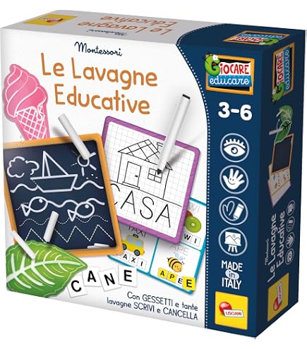 Lisciani Montessori Crée Des Mots – Jeu Éducatif Bois 42 Fiches + Lettres Magnétiques – Apprendre à Lire & Écrire Dès 3 Ans