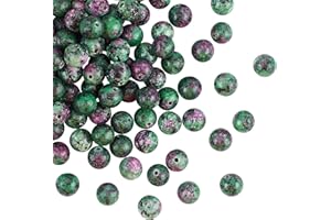 OLYCRAFT 100 pièces 8mm Rubis Naturel Zoisite Perles Épidote Jaspe Perle Brins Rondes en Vrac Pierres Précieuses Perles Énergie Pierre pour Bracelet Collier Fabrication de Bijoux