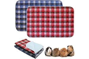 HzNzYHD 2 Pack Guinea Pig Fleece Cage Liners - 60 x 45 CM, Washable Non-Slip Fast Absorbent Waterproof Small Animals Bedding Pads for Chinchillas Rabbits Hamster Bunny