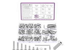 BATENGKEJI 149 STK M6 Schrauben Set, M6 Senkkopfschrauben Set, Flachkopf Innensechskantschrauben Muttern Set, Maschinenschrauben mit Muttern Set, Gewindeschrauben und Muttern Sortiment mit Unterlegscheiben Set
