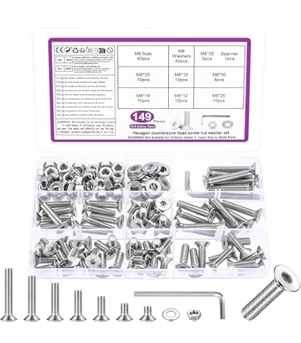 Vite A Testa Svasata M4 X 45mm - Acciaio Inox A2, 20 Pezzi, Esagono Incassato, DIN 7991