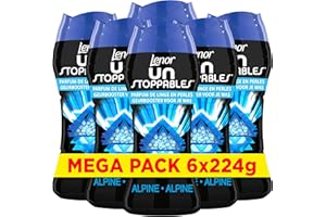 Lenor Unstoppables Parfum De Linge En Perles, 6x224g, Parfum Alpine, Fraîcheur Permanente Jusqu’à 12 Semaines Dans L’Armoire