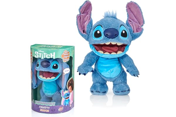 WOW! Stuff Disney Chatty Stitch Deluxe Puppetronic, poupée animatronique Interactive avec Plus de 50 Sons, Parle et Bouge, Taille Environ 30 cm, pour Enfants et Adultes