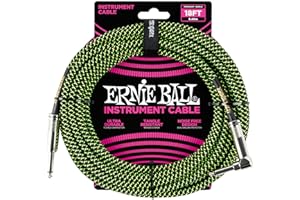 Ernie Ball Cable De Instrumento Trenzado Recto/Ángulo 18ft - Negro/Verde