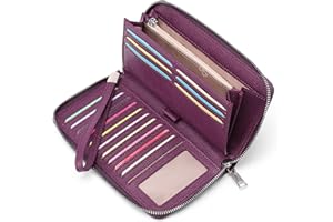 GAEKEAO Portafoglio Donna Grande in Pelle con Blocco RFID, Portamonete con Chiusura a Cerniera, Borsellino Idee Regalo