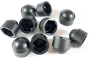 GENERIC JLB Plastics UK - Black Plastic Dome Bolt Nut Protection Cap Covers (Pack of 10 Caps, M10 / 17mm Spanner)