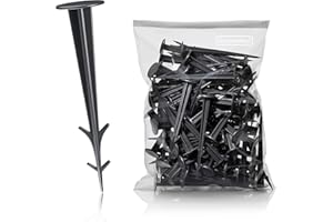 GardenMate pack of 100 black plastic garden securing pegs, L 12 cm, UV Stabilised and rot proof