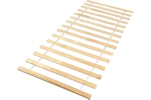 Inter Link - Podstawa łóżka z listew 90 x 200 - Podstawa łóżka z listew na rolkach - Listwy do łóżka 1-osobowego - Lite drewno sosnowe - Naturalne - WxDxH : 200x90x2 cm