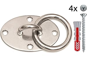 ‎EAGLEFIT eaglefit - Premium Wand- und Deckenhalterung aus extra starkem 3 mm Edelstahl für Sling-Trainer, Boxsack, Hängematte, Schaukel, Hängesitz, Hängesessel usw. - Je nach Wahl mit Schrauben und Dübel