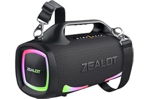 ZEALOT Cassa Bluetooth,100W Altoparlante Wireless,Bluetooth 5.3,Luce LED,USB-C,Impermeabile IPX6,supporto Micro SD,USB,AUX,per il campeggio,la spiaggia e le feste