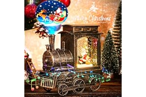 Auniq Weihnachts Schneekugel Laterne mit Projektor und Musik, Schneelaterne Vintage Weihnachten Wasser glitzernde Verschneiter Globus Nachtlicht, USB und batteriebetrieben Xmas Schneekugel Dekoration