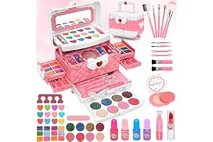 JOOFUL Kids Makeup Sets for Girls, 55pcs Real Washable Childrens Make Up Set, Girls Make Up Kids Toys Birthday Gifts for 4 5 6 7 8 9 10 Year Old Girl