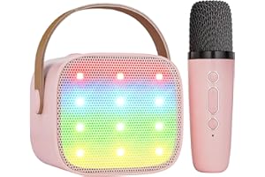 Ankuka Micro Karaoke Enfant sans Fil avec 1 Micro, Micro Karaoke Enfant, Cadeau Fille 4-12 Ans Anniversaire Jouet Fille, Mini Microphone pour Enfant Adulte Fille Rose