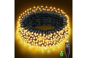 BUUDALA Luci Albero di Natale,20+3M 200LED Luci Natale Esterno Batteria,8 Modalità Luci di Natale da Esterno a Batteria,Timer,Funzione Memoria,Luci Natalizie da Esterno per Giardino Balcone,Bianco Caldo