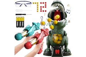 NMM Juegos de Tiro al Blanco con Dinosaurios Móviles, Práctica de Tiro para Juguete con 2 Pistolas, 72 Bolas de Espuma, Pantalla LED y Sonidos, 4 5 6 7 8+ Edad Niño Niña Navidad Cumpleaños Regalo