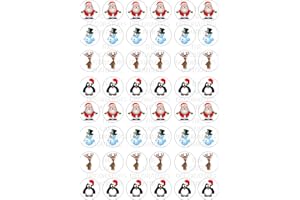 THE CAKE DECORATORS BOUTIQUE 48 edible mini Christmas Character festive childrens kids party decorations Style Cupcake Cake Toppers Wafer Rice Paper