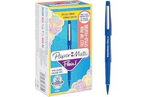 Paper Mate Flair Felt Tip Pens | Medium Point (0.7 mm) Writing Pens | Blue Pens | For Writing, Drawing & Sketching | 36 Count