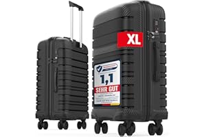 GENTOR Reisekoffer groß XL mit Rollen – Hartschalenkoffer 74x49x29 cm – Trolley Koffer mit TSA-Schloss, 4 Leise Rollen, Stabil & Leicht – Rollkoffer für Aufgabegepäck & Urlaub (Schwarz)