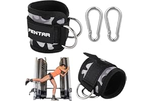 ‎FENTAR 2 Stück Fußschlaufen Kabelzug mit D-Ringen Fußmanschetten und Karabiners, Fußschlaufen für Fitness Training, Fußmanschetten kabelzug für Männer und Frauen Beinstrecker, Gesäßmuskeln und Beintraining