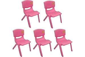 A406 TOYO 5x Children Strong Stackable Kids Plastic Chairs Picnic Party Garden Nursery Club Indoor Outdoor (Pink)