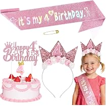 Four Ever A Princess Banner Compleanno Principessa – Decorazione Per Festa Di 4 Anni – Striscione Con Carrozza E Corona – Forniture Festa Bimba