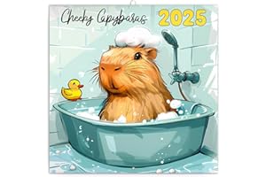 NOTIQUE Calendrier mural Cheeky Capybaras 2025 - Avec brochures mensuelles - Calendrier à brochures - Calendrier animaux - 30 x 30 cm (30 x 60 cm ouvert)