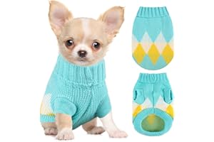 VIXPYZZ XS Hundepullover, gestrickter Chihuahua-Pullover, Yorkie-Teetasse, Dackel, Hundepullover für kleine Hunde, Mädchen, Herren, Herbst, Winter, Welpen, Katzen, Pullover (XS)