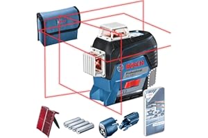 Bosch Professional Linienlaser GLL 3-80 C (m. App-Funktion, roter Laser, Innenbereich, max. Arbeitsbereich: 30 m, 4x AA Batterie, Tasche, in Karton)