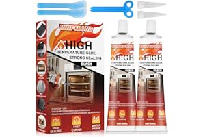 LIKFCBOND Sigillante Alta Temperatura, 100ml Colla Alte Temperature, Silicone Nero Alte Temperature per Caminetti, Stufe, Forni, Scudi Termici, Elettrodomestici