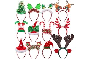 BQTQ 12 Stück Weihnachten Haarreifen Weihnachten Stirnbänder Weihnachts Kopfschmuck Haarband Weihnachten Weihnachten Kopfbedeckung