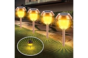 Fortand Solarlampen für Außen Garten 4 Stück Solarleuchten LED Solar Gartenleuchten IP65 Wasserdicht Solar Gartenlampen Edelstahl Metall Glas Solar Gartenbeleuchtung Wegeleuchte für Draußen Gartendeko