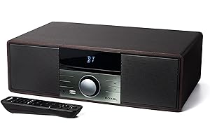 ROXEL RCD 400 All In One Lettore CD compatto HI-FI System DAB/DAB+ Radio, Lettore CD/MP3/Riproduzione USB con altoparlanti, FM e radio digitale e display a LED bianco e elegante contorno in legno