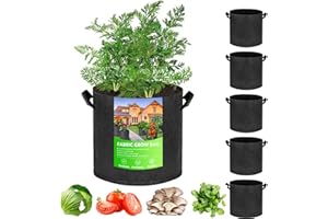 NMM Bolsa de Cultivo De Plantas, 6 Piezas 7 Galones (26.4 L) Bolsa de Plantación de Papas, Bolsas de Tela no Tejida para Plantas con Asas para Tomate, Plantas, Frutas, Verduras y Flores (Negro)