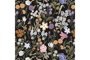 CiCiwind Self Adhesive Wallpaper Black Floral Contact Paper Peel and Stick Wallpaper Thicken Vinyl Wrap Waterproof Sticky Back Plastic Wall Cabinets Furniture Stickers 44×300cm