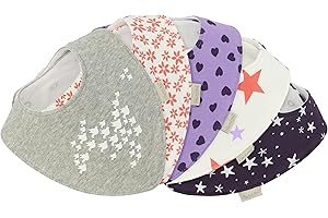 Lilly and Ben® Bavaglini bandana bambina - super assorbenti e morbidi - per dentizione - doppio strato cotone jersey e pile - foulard triangolo - bottoni regolabili ipoallergenici