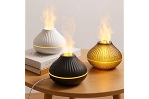 ALMA® Diffusore e Umidificatore di Oli Essenziali con Effetto Fiamma – 7 Colori LED, Funzionamento Ultra Silenzioso e Spegnimento Automatico – Perfetto per Casa, Camera da Letto, Yoga e Ufficio