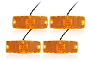 Qiping 4 Pcs Feux de Gabarit LED 12V/24V Orange avec Réflecteur, Feux de Position Latéraux pour Remorque, Voiture, Camion, Caravane, RV (Jaune/Ambre)
